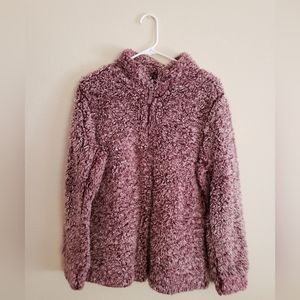 Pink fuzzy quarter zip
